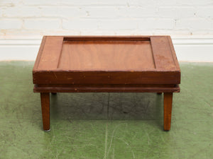 Mid-Century Modern Wood Side Table with Recessed Tray Top