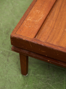 Mid-Century Modern Wood Side Table with Recessed Tray Top