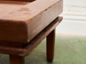Mid-Century Modern Wood Side Table with Recessed Tray Top