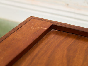 Mid-Century Modern Wood Side Table with Recessed Tray Top