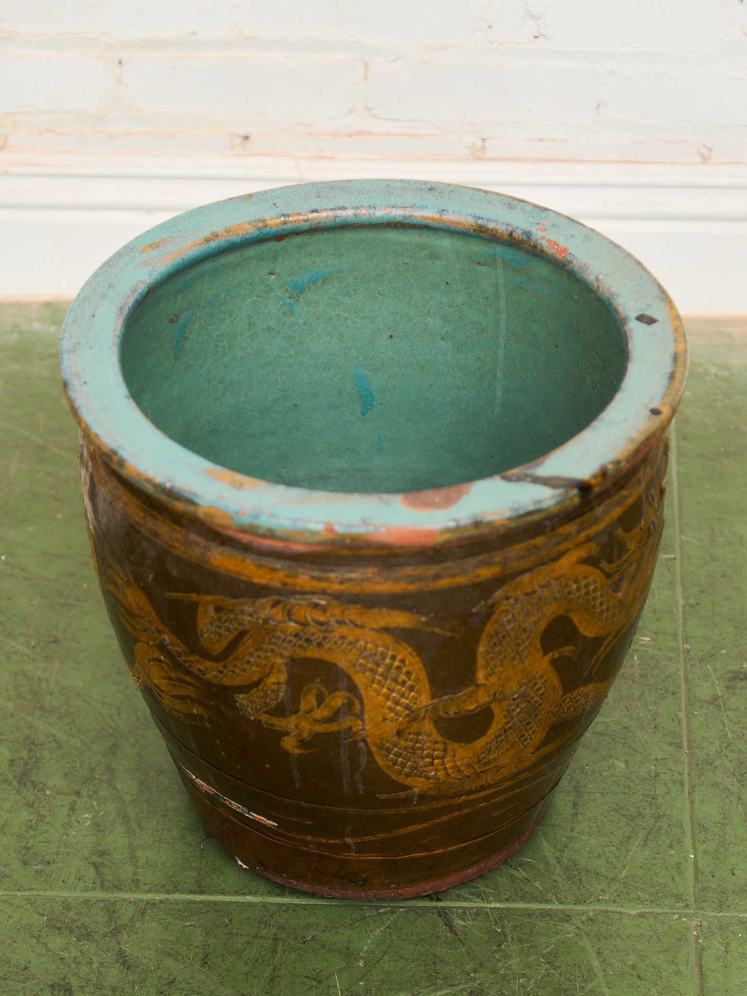 chinese dragon plant pot Vintage 1960s Large Tony Duquette Style Asian Brown Dragon Egg Pot – Sunbeam Vintage