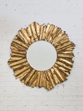Load image into Gallery viewer, Brutalist Gilt Sunburst Mirror in the Style of Curtis Jere

