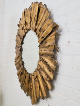 Load image into Gallery viewer, Brutalist Gilt Sunburst Mirror in the Style of Curtis Jere

