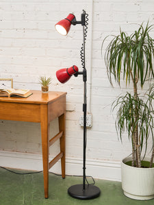 Vintage Design 70/80s Red Tole Double Spot Lamp