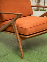 Load image into Gallery viewer, Ziggy Walnut Lounge Chair in Orange Corduroy
