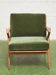 Ziggy Walnut Lounge Chair in Green