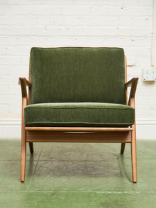 Ziggy Walnut Lounge Chair in Green