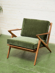 Ziggy Walnut Lounge Chair in Green
