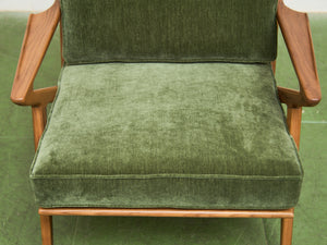 Ziggy Walnut Lounge Chair in Green