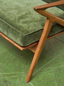 Ziggy Walnut Lounge Chair in Green