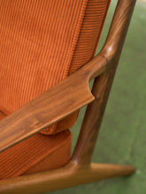 Load image into Gallery viewer, Ziggy Walnut Lounge Chair in Orange Corduroy
