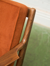 Load image into Gallery viewer, Ziggy Walnut Lounge Chair in Orange Corduroy
