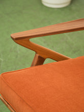 Load image into Gallery viewer, Ziggy Walnut Lounge Chair in Orange Corduroy
