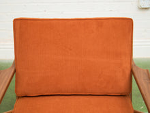 Load image into Gallery viewer, Ziggy Walnut Lounge Chair in Orange Corduroy

