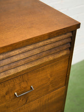Load image into Gallery viewer, Merton Gershun Style Bassett Mid Century Walnut and Brass Louvered 9 Drawer Dresser
