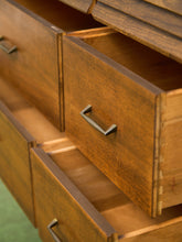 Load image into Gallery viewer, Merton Gershun Style Bassett Mid Century Walnut and Brass Louvered 9 Drawer Dresser
