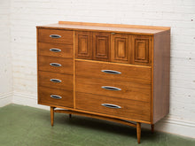 Load image into Gallery viewer, Broyhill Premier Sculptra Magna Mid Century 8 Drawer Highboy Dresser
