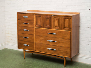 Broyhill Premier Sculptra Magna Mid Century 8 Drawer Highboy Dresser