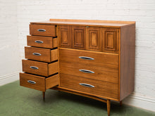 Load image into Gallery viewer, Broyhill Premier Sculptra Magna Mid Century 8 Drawer Highboy Dresser
