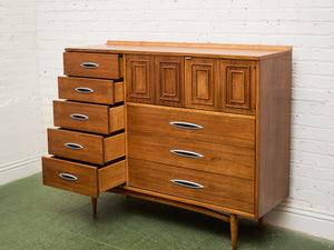 Broyhill Premier Sculptra Magna Mid Century 8 Drawer Highboy Dresser