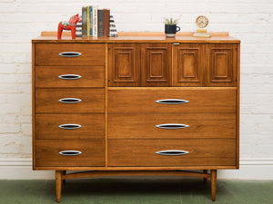 Broyhill Premier Sculptra Magna Mid Century 8 Drawer Highboy Dresser