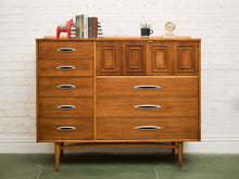 Load image into Gallery viewer, Broyhill Premier Sculptra Magna Mid Century 8 Drawer Highboy Dresser
