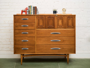 Broyhill Premier Sculptra Magna Mid Century 8 Drawer Highboy Dresser