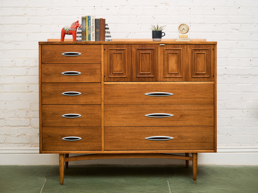 Broyhill Premier Sculptra Magna Mid Century 8 Drawer Highboy Dresser