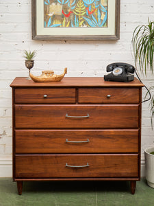 Mid Century Ace-Hi Solid Walnut Dresser Chest