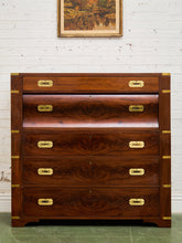 Load image into Gallery viewer, Late 19th English Walnut Georgian Chest of Drawers With Desk Pullout
