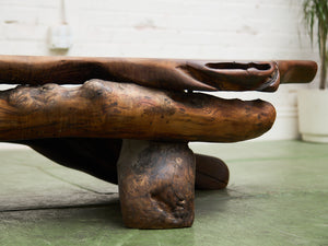 Monumental Wood Sculptural Coffee Table