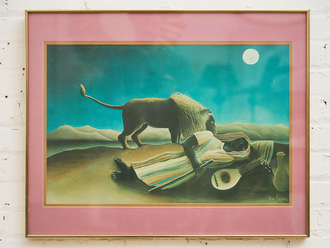 Sleeping Under the Moonlight by Henri Rousseau Print Framed