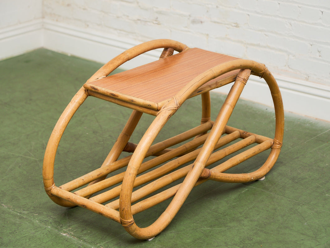 Pretzel Rattan Formica Side Table