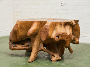 Organic Live-Edge Teak Root Coffee Table Sculptural Natural Form