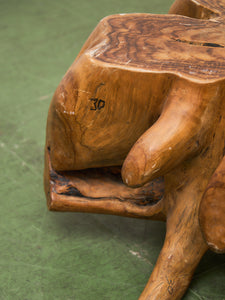Organic Live-Edge Teak Root Coffee Table Sculptural Natural Form