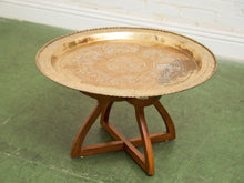 Load image into Gallery viewer, Mid-Century Round Brass Tray Coffee Table With Spider Leg Base
