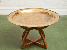 Load image into Gallery viewer, Mid-Century Round Brass Tray Coffee Table With Spider Leg Base
