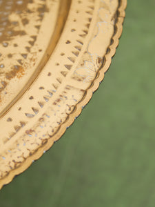 Mid-Century Round Brass Tray Coffee Table With Spider Leg Base