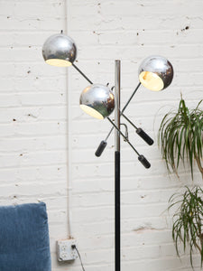 Iconic Robert Sonneman Chrome Eyeball Floor Lamp with 3 Adjustable Arms
