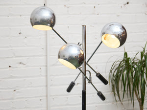 Iconic Robert Sonneman Chrome Eyeball Floor Lamp with 3 Adjustable Arms