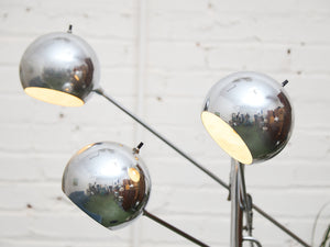 Iconic Robert Sonneman Chrome Eyeball Floor Lamp with 3 Adjustable Arms
