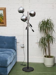 Iconic Robert Sonneman Chrome Eyeball Floor Lamp with 3 Adjustable Arms