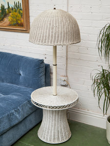 White Wicker Chic Cosmic Revival Floor Lamp