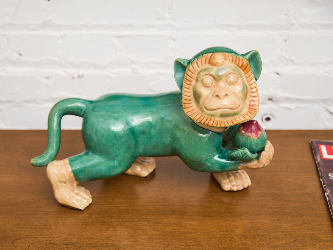 Rare Majolica Monkey Chinese Porcelain Figurine
