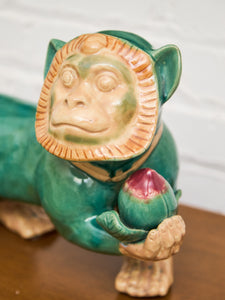 Rare Majolica Monkey Chinese Porcelain Figurine