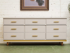White and Gold 9 Drawer Dresser