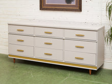 Load image into Gallery viewer, White and Gold 9 Drawer Dresser
