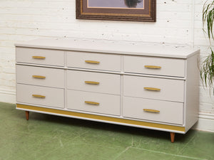 White and Gold 9 Drawer Dresser