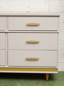 White and Gold 9 Drawer Dresser