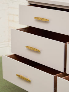White and Gold 9 Drawer Dresser